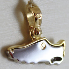 Load image into Gallery viewer, SOLID 18K WHITE &amp; YELLOW GOLD SOCCER SHOE, SATIN PENDANT, SHOES, MADE IN ITALY.

