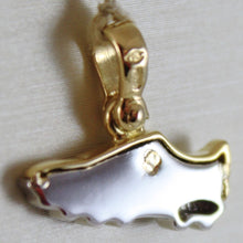 Load image into Gallery viewer, SOLID 18K WHITE & YELLOW GOLD SOCCER SHOE, SATIN PENDANT, SHOES, MADE IN ITALY.