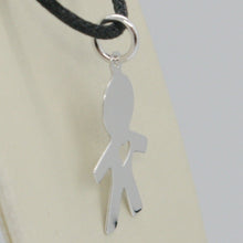 Load image into Gallery viewer, 18k white gold luster pendant with boy baby with heart perforat made in Italy.

