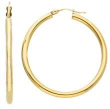 Load image into Gallery viewer, 18k yellow gold round circle hoops earrings internal diameter 30mm, width 2.5mm.