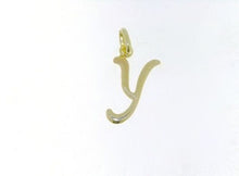 Load image into Gallery viewer, 18k yellow gold pendant charm initial letter Y, slightly rounded slab 14mm.