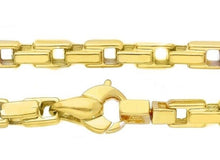 Load image into Gallery viewer, 18K YELLOW GOLD CHAIN 3.5mm ALTERNATE SQUARED TUBE LINK 60cm 24", MADE IN ITALY.