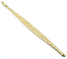Load image into Gallery viewer, 18k gold multi-strand braided fabric effect bracelet flat 5-11 mm wide, 7.5&quot;.
