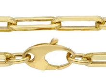 Cargar imagen en el visor de la galería, 18K YELLOW GOLD BRACELET SQUARED OVAL PAPER CLIP 4x12mm, 7.5" 19cm, ITALY MADE.