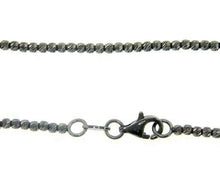 Load image into Gallery viewer, BURNISHED BLACK 18K GOLD CHAIN FINELY WORKED SPHERES 2 MM DIAMOND CUT BALLS, 16".
