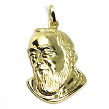 Load image into Gallery viewer, 18k yellow gold pendant, Saint Pio of Pietrelcina face, 29mm satin very detailed.
