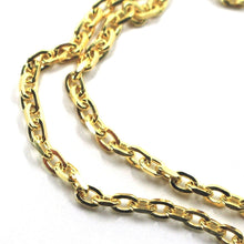 Load image into Gallery viewer, 18K YELLOW GOLD SOLID CHAIN SQUARED CABLE 3.2mm OVAL LINKS, 20" 50cm ITALY MADE.