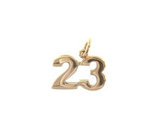 Cargar imagen en el visor de la galería, 18k rose gold number 23 twenty three small pendant charm, 0.4", 10mm.
