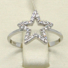 Load image into Gallery viewer, 18k white gold star central zirconia ring, bright, luminous, band.