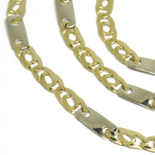 Load image into Gallery viewer, 18K YELLOW WHITE GOLD CHAIN, EYE AND PLATE ALTERNATE LINK, 20 INCHES, ITALY MADE.