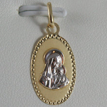 Load image into Gallery viewer, SOLID 18K WHITE YELLOW GOLD MEDAL VIRGIN MARY & JESUS ENGRAVABLE, MADE IN ITALY.