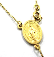 Cargar imagen en el visor de la galería, 18k yellow gold 60cm 24" rosary necklace black onyx 4-6mm spheres, cross & medal.