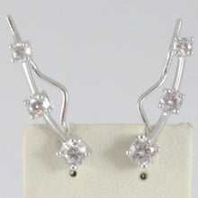 Charger l'image dans la galerie, 18k white gold pendant trilogy earrings or ear clamp along lobe sideways climber.