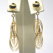Charger l'image dans la galerie, 18K YELLOW GOLD PENDANT EARRINGS, MULTIPLE WORKED OVALS, SPIRAL 4cm, 1,6 INCHES.