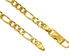 Load image into Gallery viewer, SOLID 18K YELLOW GOLD BRACELET 4.2mm SQUARED FIGARO GOURMETTE ALTERNATE 3+1 8.3".