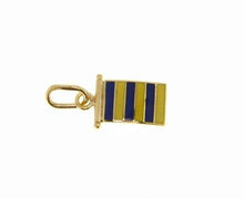 Load image into Gallery viewer, 18k yellow gold nautical glazed flag letter g pendant charm medal enamel Italy.