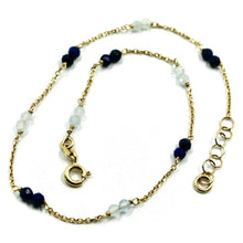 Cargar imagen en el visor de la galería, 18k yellow gold anklet 9.8" 25cm with faceted aquamarine lapis lazuli 3mm.