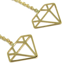 Charger l'image dans la galerie, 18K YELLOW GOLD PENDANT EARRINGS, OPENWORK FLAT DIAMONDS, BUTTERFLY CLOSURE.