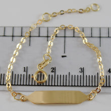 Charger l'image dans la galerie, 18k yellow gold kids bracelet 5.90 engraving plate, mini oval rolo made in Italy.