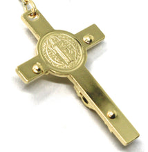 Load image into Gallery viewer, 18k yellow gold 27.5" big rosary 6mm miraculous medal Saint Benedict Jesus cross.