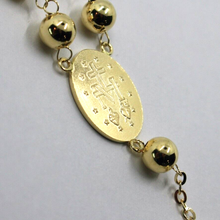 Load image into Gallery viewer, 18k yellow gold Rosary necklace Miraculous Mary medal Jesus Cross 6mm spheres.
