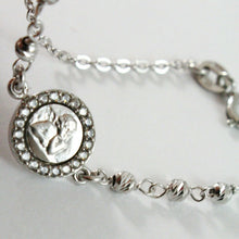 Load image into Gallery viewer, 18k white gold bracelet for kids with guardian angel made in Italy 5.91 inches.