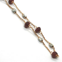 Cargar imagen en el visor de la galería, 18k rose gold necklace, alternate 4mm red ruby & 3mm faceted white balls, 20".