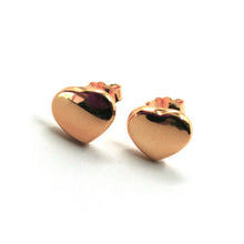 Load image into Gallery viewer, 18K ROSE GOLD ROUNDED 9mm HEART EARRINGS, BUTTERFLY CLOSURE, MADE IN ITALY.
