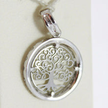 Charger l'image dans la galerie, 18k white gold mini tree of life pendant, 0.55 inches, zirconia.