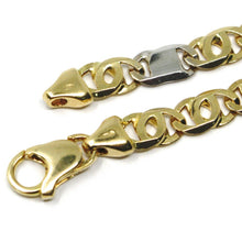 Load image into Gallery viewer, SOLID 18K YELLOW WHITE GOLD CHAIN TIGER EYE ALTERNATE 3+1 FLAT LINKS 5.5mm, 20".