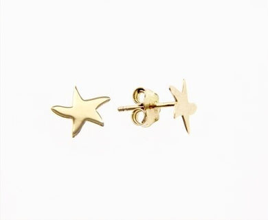 18K YELLOW GOLD EARRINGS WITH SHINY STAR STARFISH WORKED MADE IN ITALY 0.28 IN.