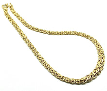 Cargar imagen en el visor de la galería, 18K YELLOW GOLD FLAT BYZANTINE NECKLACE CHOKER 7/10mm, 45cm, 18", MADE IN ITALY.