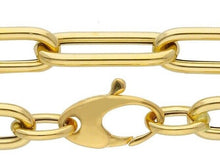 Cargar imagen en el visor de la galería, 18K YELLOW GOLD BRACELET ROUNDED TUBE OVAL PAPER CLIP 5x15mm ITALY MADE 7.1".