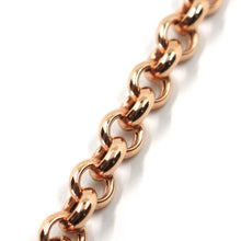 Cargar imagen en el visor de la galería, 18k rose gold rolo bracelet 8.1 inches, round 7 mm link, made in Italy.
