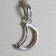 Charger l'image dans la galerie, 18k white gold mini moon pendant, length 0.71 inches, zirconia.