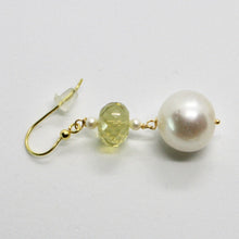 Load image into Gallery viewer, SOLID 18K YELLOW GOLD EARRINGS WITH WHITE PEARL AND LEMON QUARTZ MADE IN ITALY.