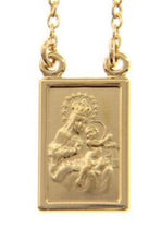 Load image into Gallery viewer, 18k yellow gold Scapular necklace with 2 medals Lady Mount Carmel & Sacred Heart.
