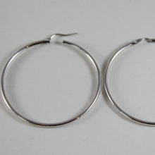 Load image into Gallery viewer, 18k white gold earrings big circle hoop 41 mm 1.61 inch diameter made in Italy.