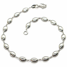 Load image into Gallery viewer, SOLID 18K WHITE GOLD BRACELET, RICE BEANS, OVALS 4mm, SHINY, length 7.7".