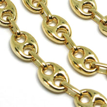 Load image into Gallery viewer, 18k yellow gold mariner chain big ovals 8 mm, 20 inches, anchor rounded puffed necklace.