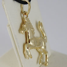 Load image into Gallery viewer, 18K YELLOW GOLD ROUNDED HORSE PENDANT CHARM 32 MM SMOOTH BRIGHT MADE IN ITALY.