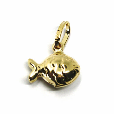 ROUNDED 18K YELLOW GOLD MINI FISH PENDANT, SMOOTH 11mm, 0.43 inches.