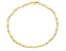 Load image into Gallery viewer, 18K YELLOW WHITE GOLD BRACELET ALTERNATE 2mm ROUNDED OVAL TUBE LINKS, 7.5".