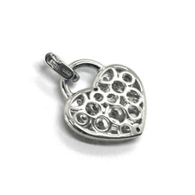 Load image into Gallery viewer, 18k white gold 16mm 0.63" rounded heart, zirconia pendant.