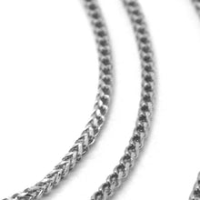 Cargar imagen en el visor de la galería, 18k white gold chain 1.2 mm square franco link, 16 inches, 40 cm made in Italy.
