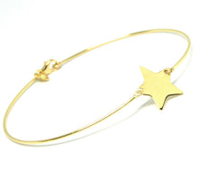 Load image into Gallery viewer, 18k yellow gold bangle thin bracelet, semi rigid, central flat star.