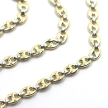Load image into Gallery viewer, SOLID 18K YELLOW WHITE GOLD MARINER NAUTICAL CHAIN OVAL 4.5mm 24&quot; ITALY NECKLACE.
