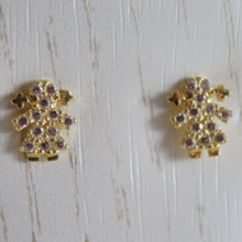 Load image into Gallery viewer, 18k yellow gold earrings with mini girl girls & zirconia.