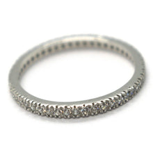 Cargar imagen en el visor de la galería, 18k white gold thin eternity band ring, white cubic zirconia, thickness 2 mm.