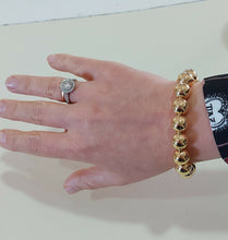 Cargar imagen en el visor de la galería, 18k yellow gold bracelet, semirigid, elastic, big 10 mm smooth balls spheres.